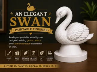 Paintable Swan Figurine – Elegant Bird Desk Decor