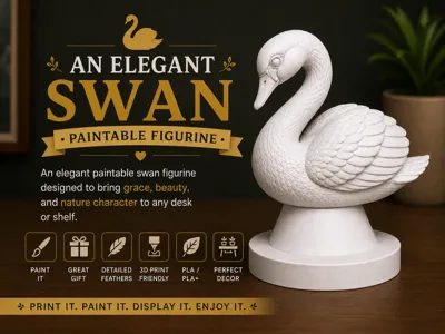 Paintable Swan Figurine – Elegant Bird Desk Decor