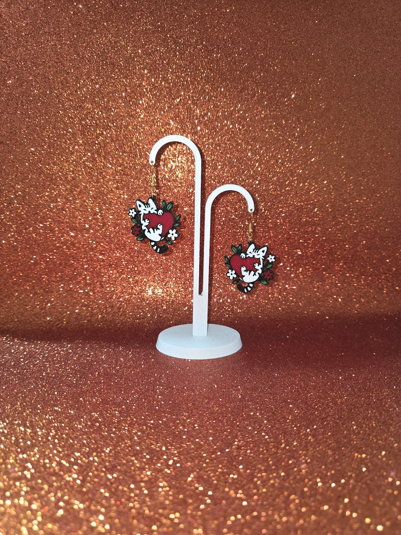 Funny sweet cat earrings view 3