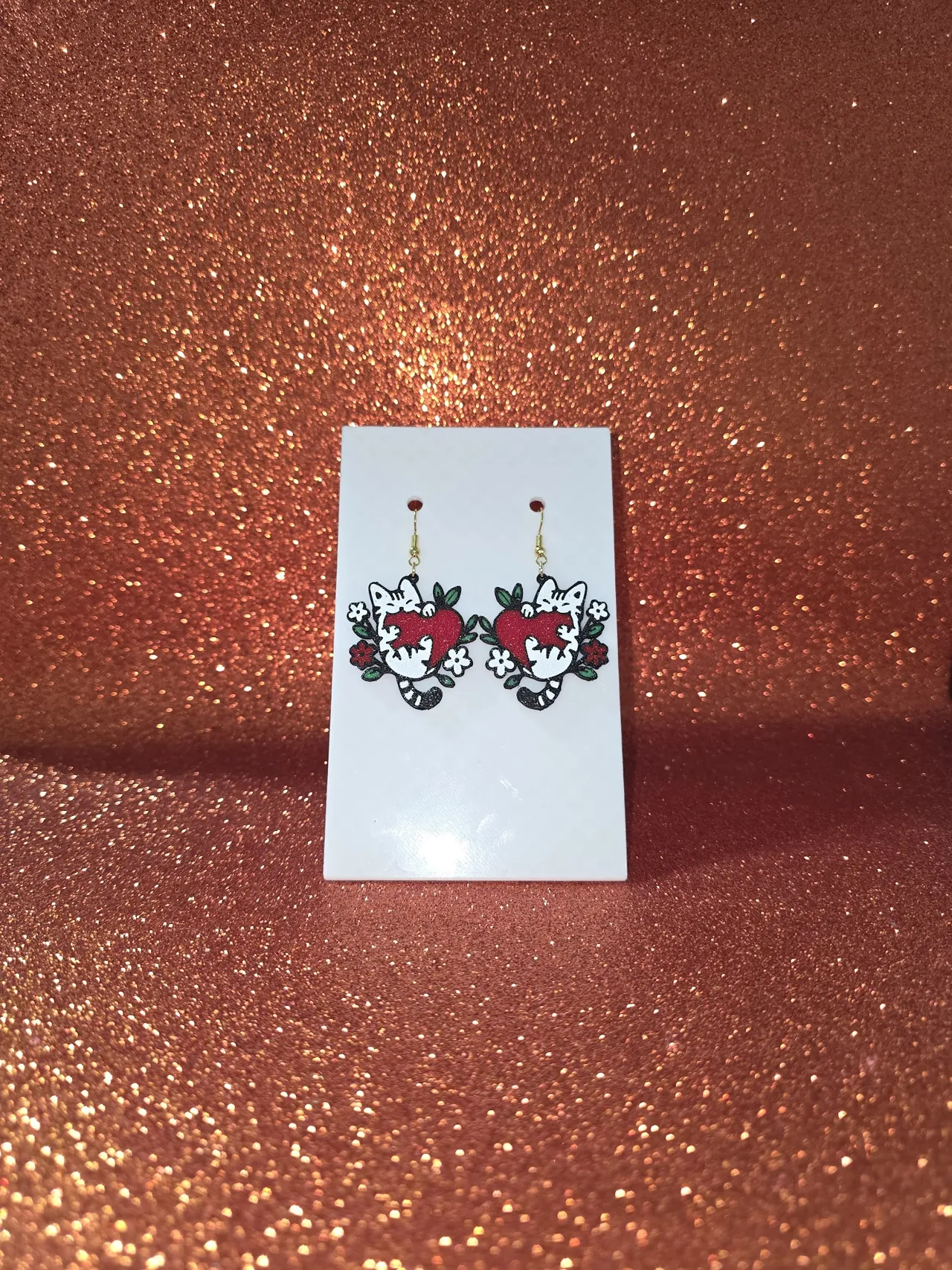 Funny sweet cat earrings view 2