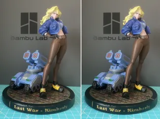 Last War Kimberly mit  Waffe und Steinsockel