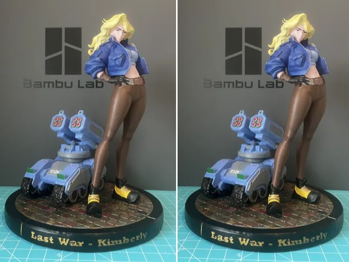 Last War Kimberly mit  Waffe und Steinsockel