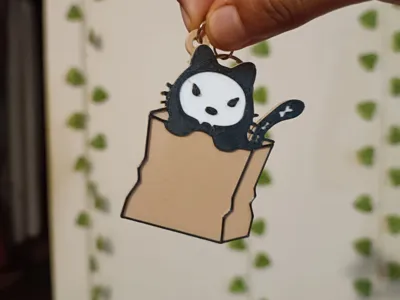 Cat in a Bag Halloween Keychain 