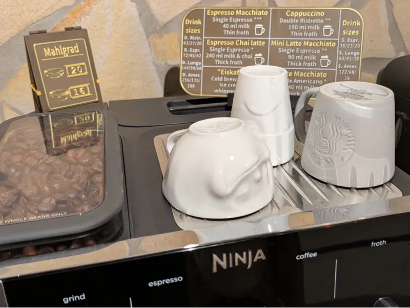 Grind size sign for Ninja Luxe Café