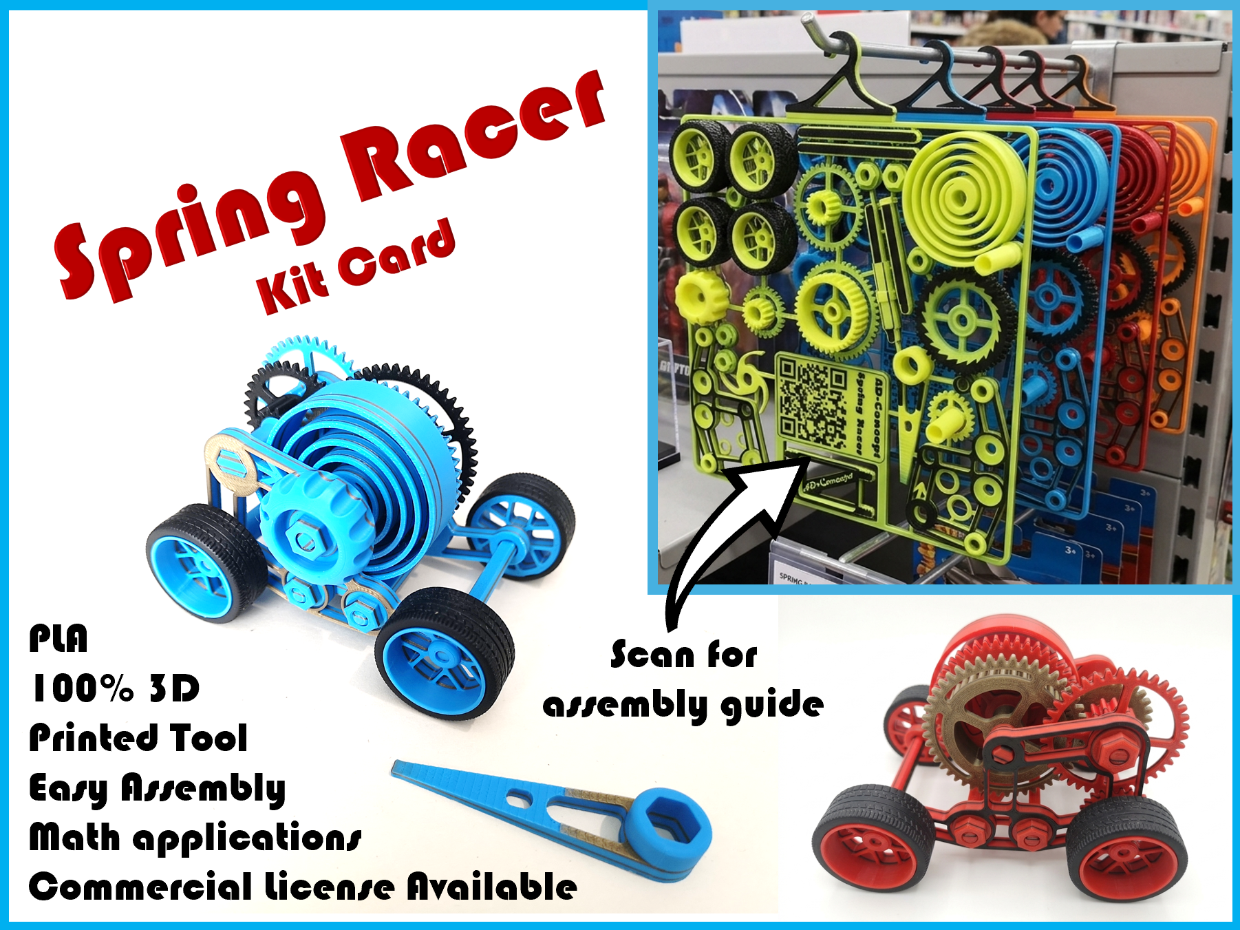 Spring Racer - Spring Car - Kit Card - 100% 3D - 1