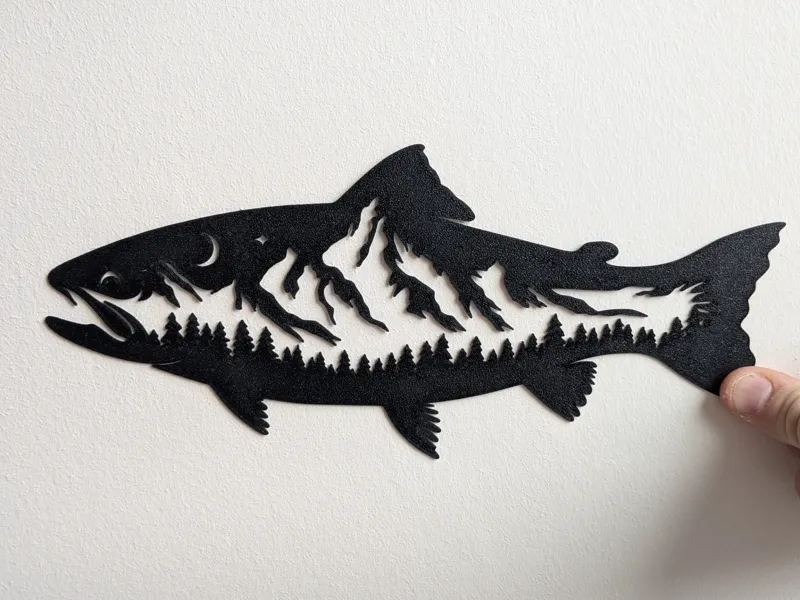 Mountain Trout Fishing Nature 2D Art Decor Fish