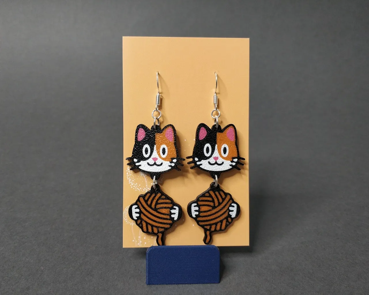 Customizable Cat & Yarn Ball Earrings view 3