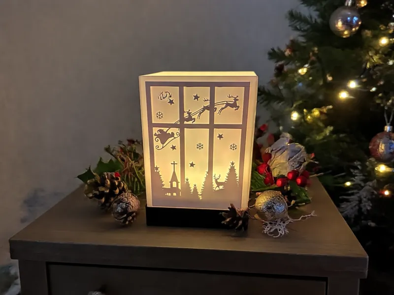 Teelicht - Weihnachtsfenster Eckig