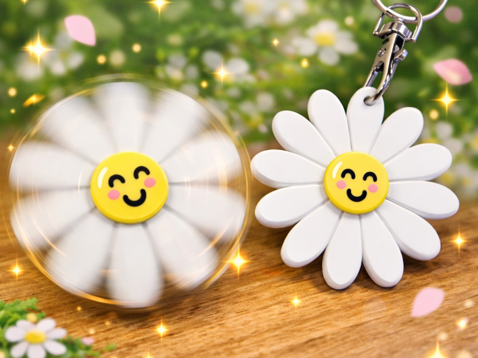 Daisy fidget spinner keyring