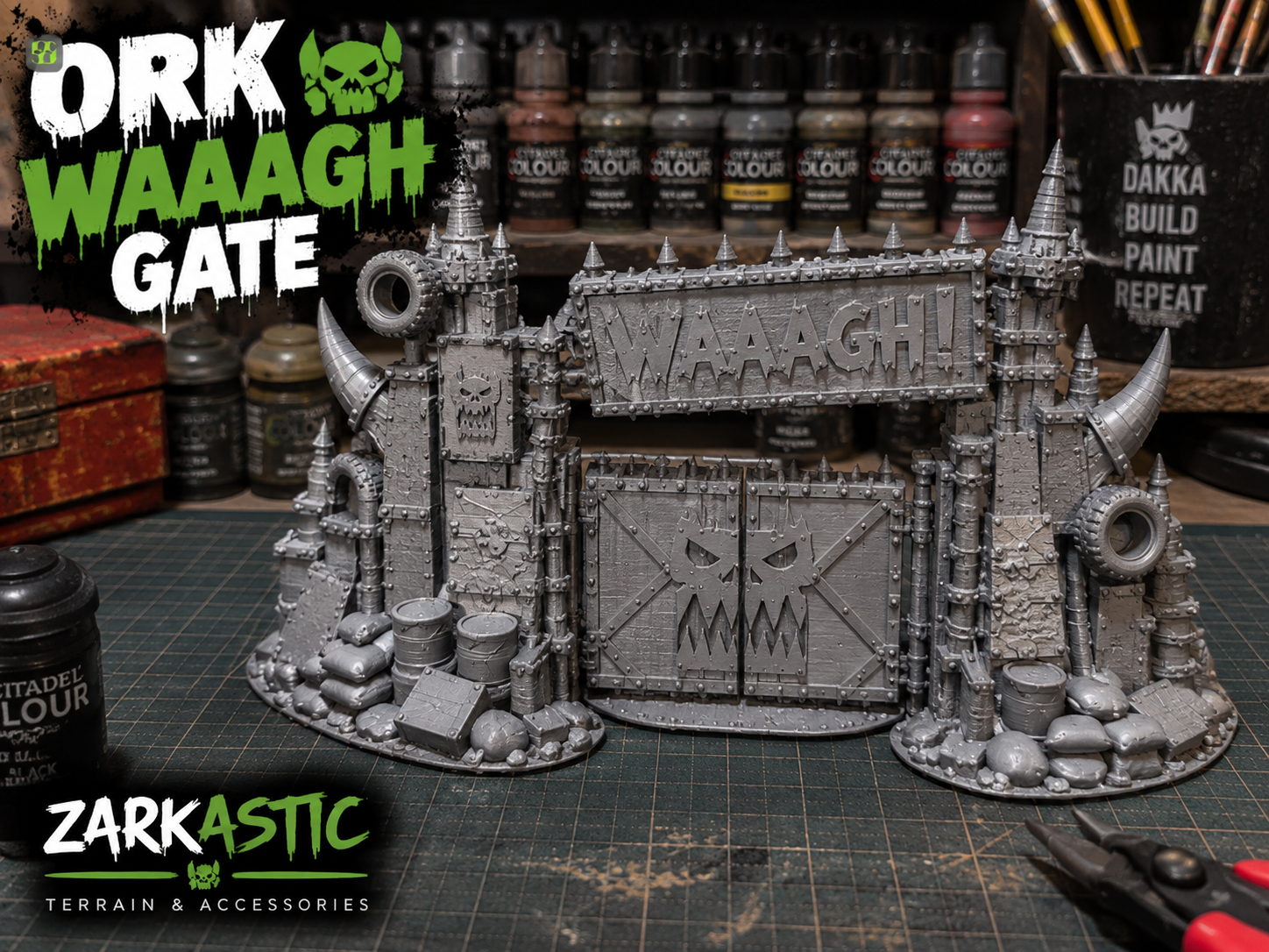 Ork Waaagh Gate, Grimdark Tabletop Terrain - 3D printed Board Games, in stock in India