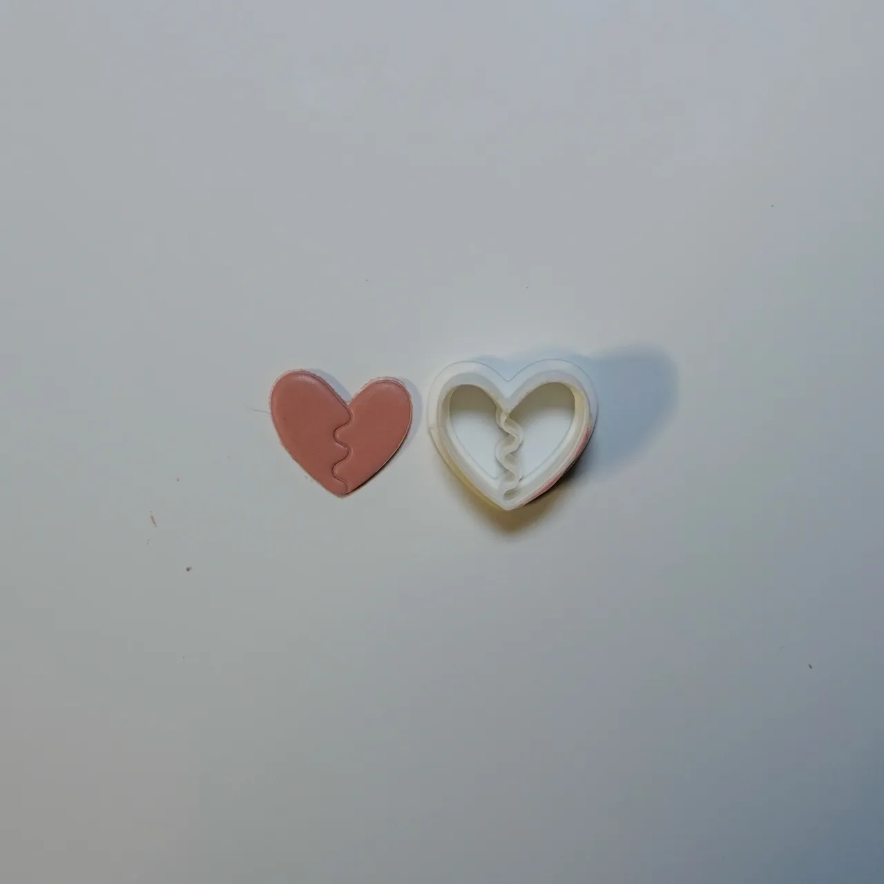 Broken Heart Polymer Clay Cutter Earrings Necklace view 2