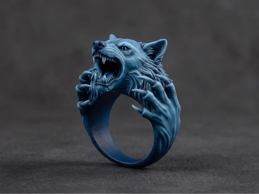Modelo para impresión 3D: 怒吼巨狼利爪戒指，通用内径尺寸. Referencia del modelo original.