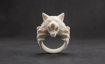 Modelo para impresión 3D: 怒吼巨狼利爪戒指,通用内径尺寸 — vista de referencia 3