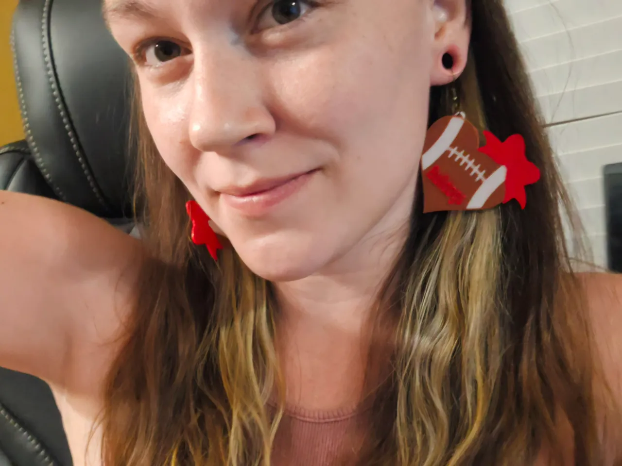 Cheer Bow football earrings view 4