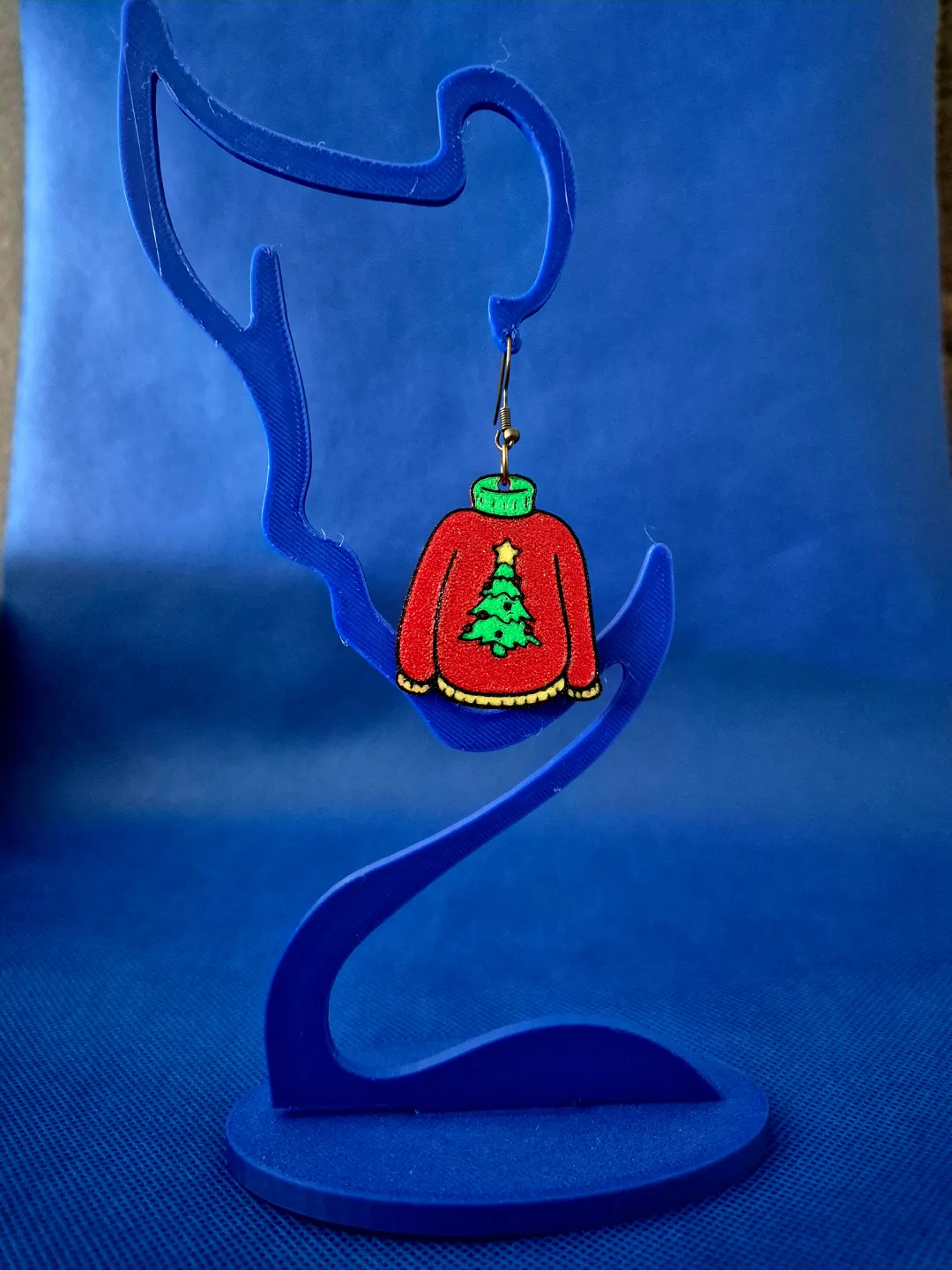 Multicolor Christmas Jumper Tree Earrings view 2