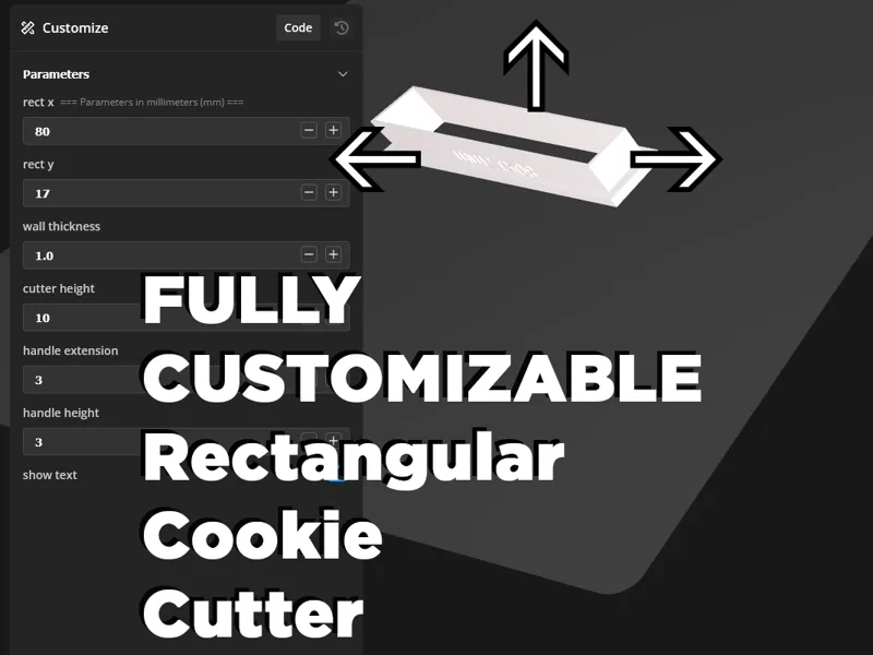 Customizable Rectangle Cookie Cutter (Labeled)
