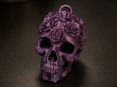 Skull Bloom – Floral Skull for Rearview Mirror