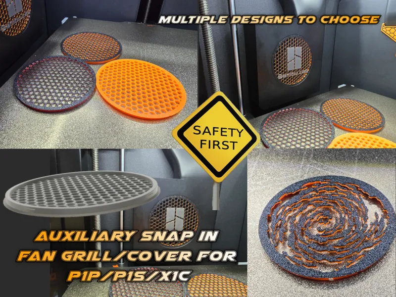 Snap in Auxiliary Fan Grill/Cover for P1P/P1S/X1C
