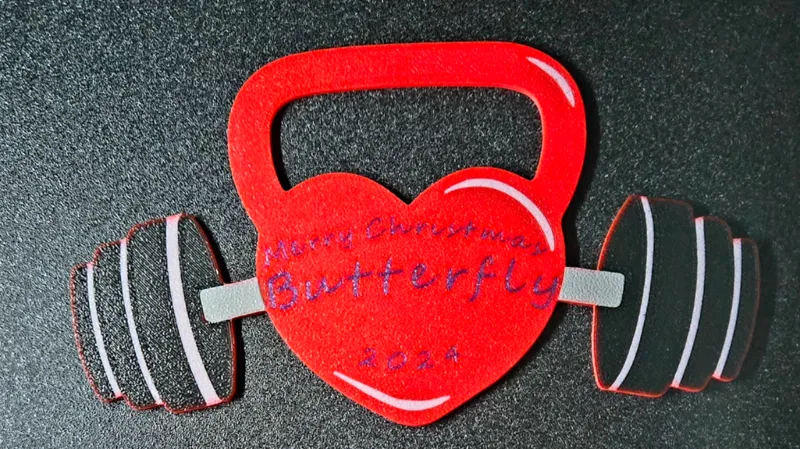 Kettlebell and barbell ornament