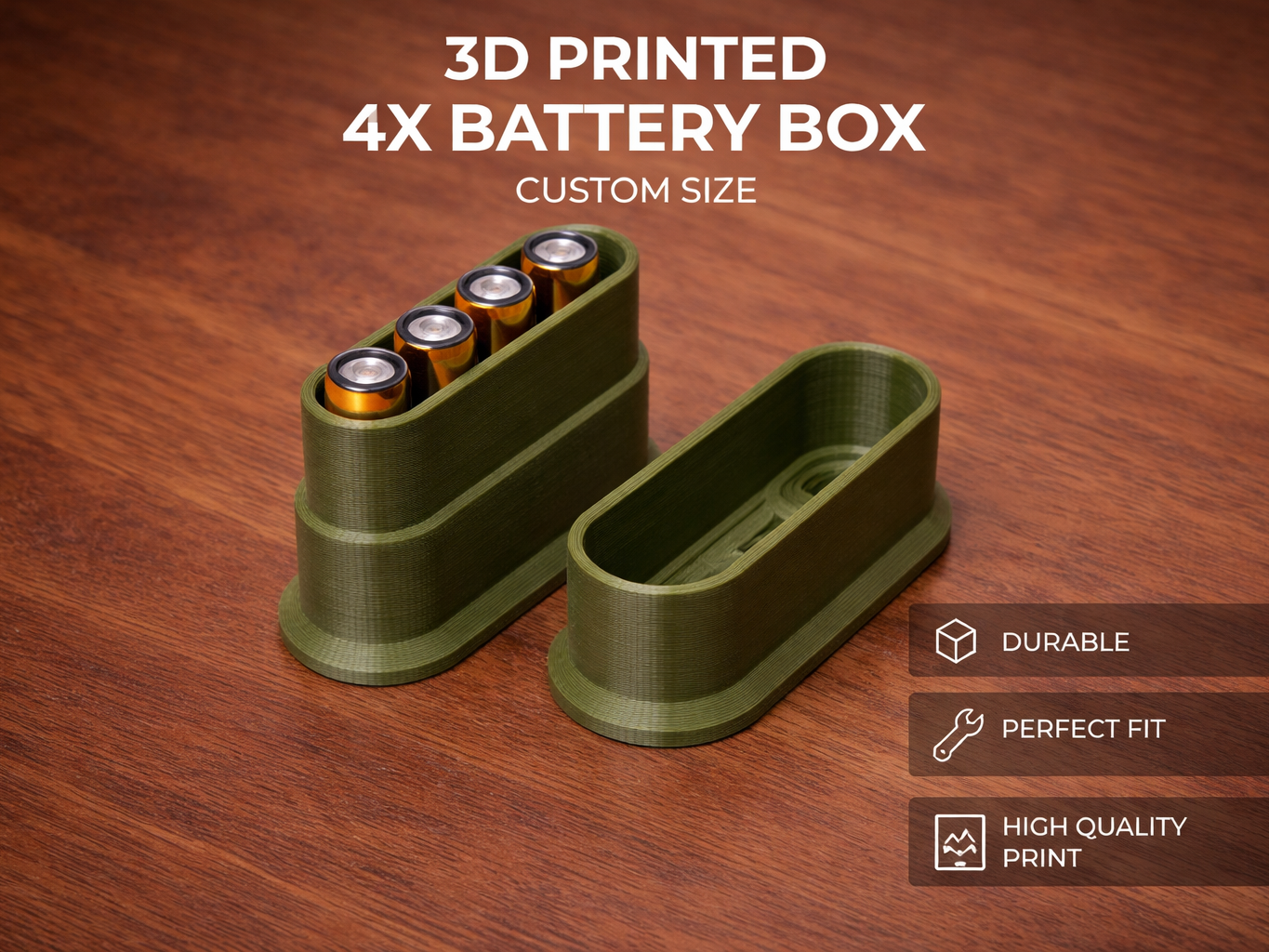 Parametric 4x battery box (AA, AAA, CR123, custom)