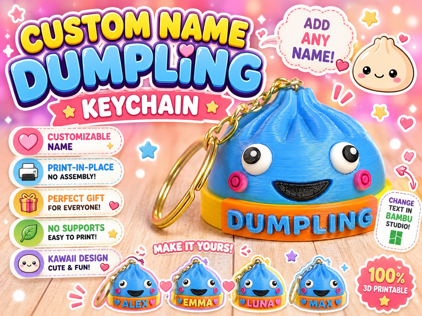 Custom Name Dumpling Keychain|Personalized Edition