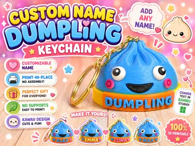 Cute Dumpling Keychain with Custom Name
