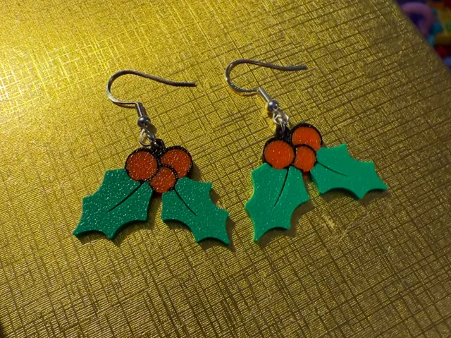 Holly Christmas Earrings