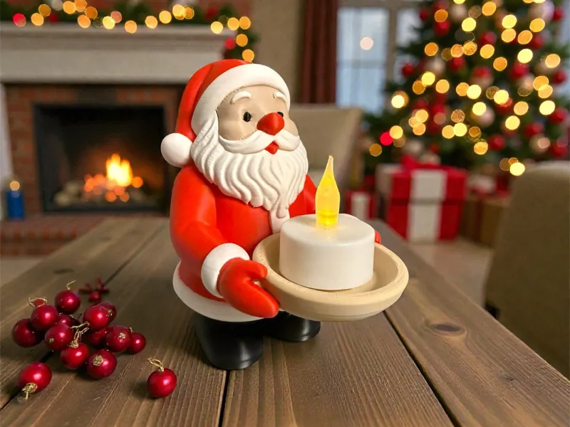 Weihnachtsmann mit Teelicht
