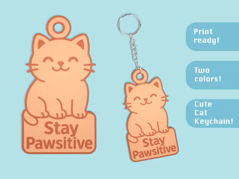 Stay Pawsitive – Cute Cat Keychain (Kawaii Style)