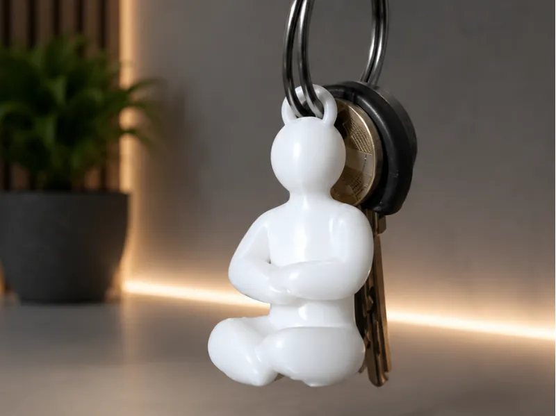 Meccha chameleon meditation pose keychain