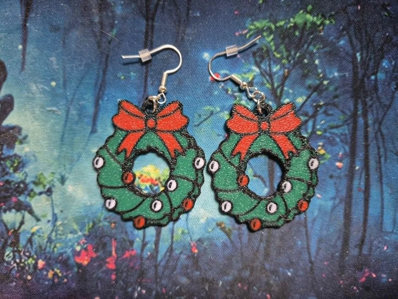 Christmas Wreath Earrings view 2
