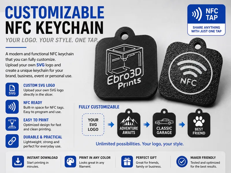 NFC Keychain Fully Customizable with your SVG Logo