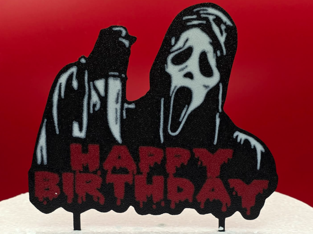 Ghost Face Happy Birthday cake topper  3 colours 