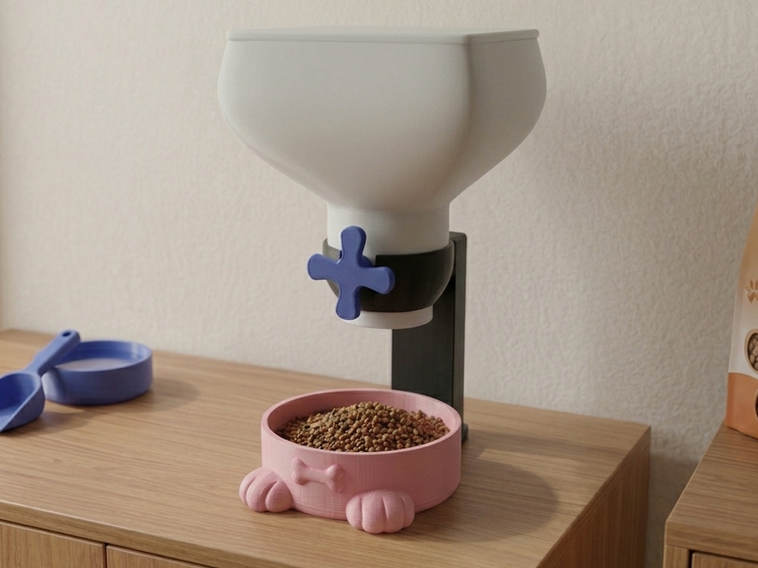 bowl+cornflakes dispenser/cat-dog food dispenser