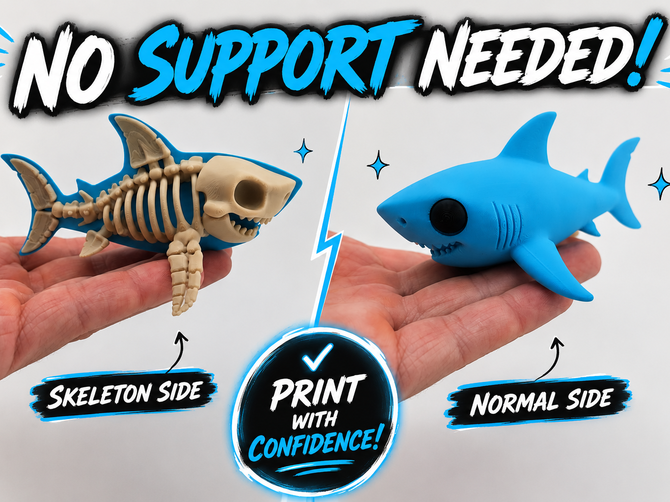Cute Half Skeleton Shark Kawaii Bone Shark Figure