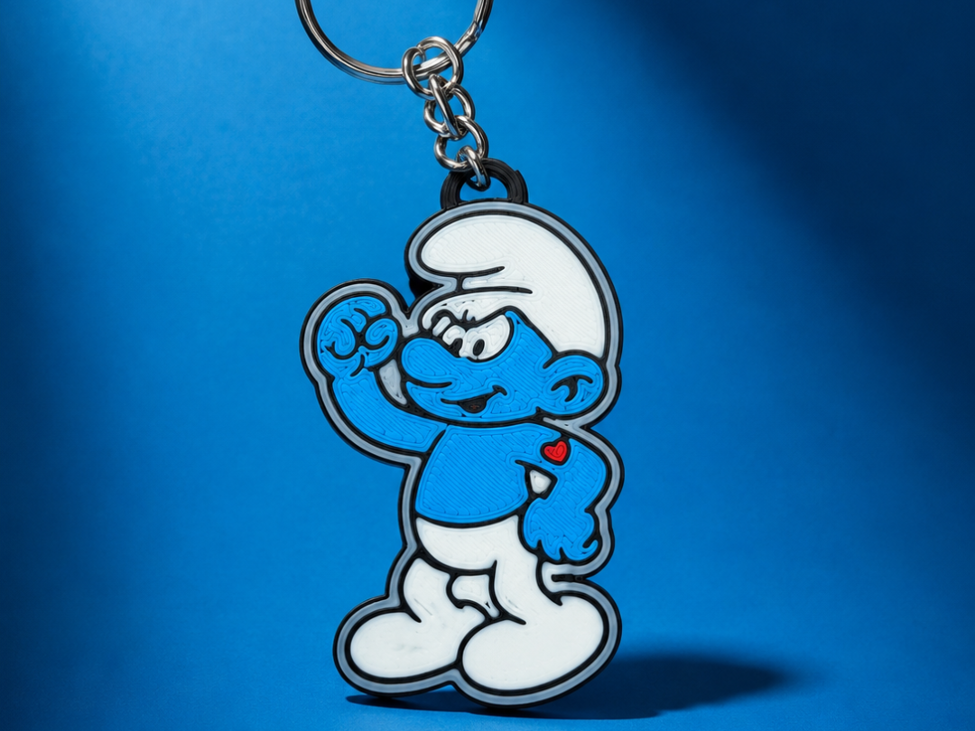 Smurfy Strongman-inspired keychain