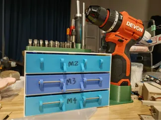 drawer set for screwdriver bits and drill