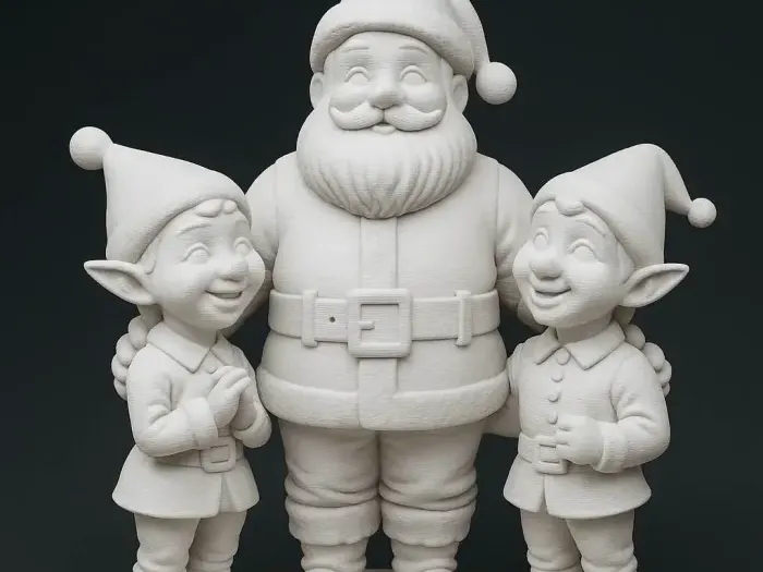 Santa & Elves Holiday Statue