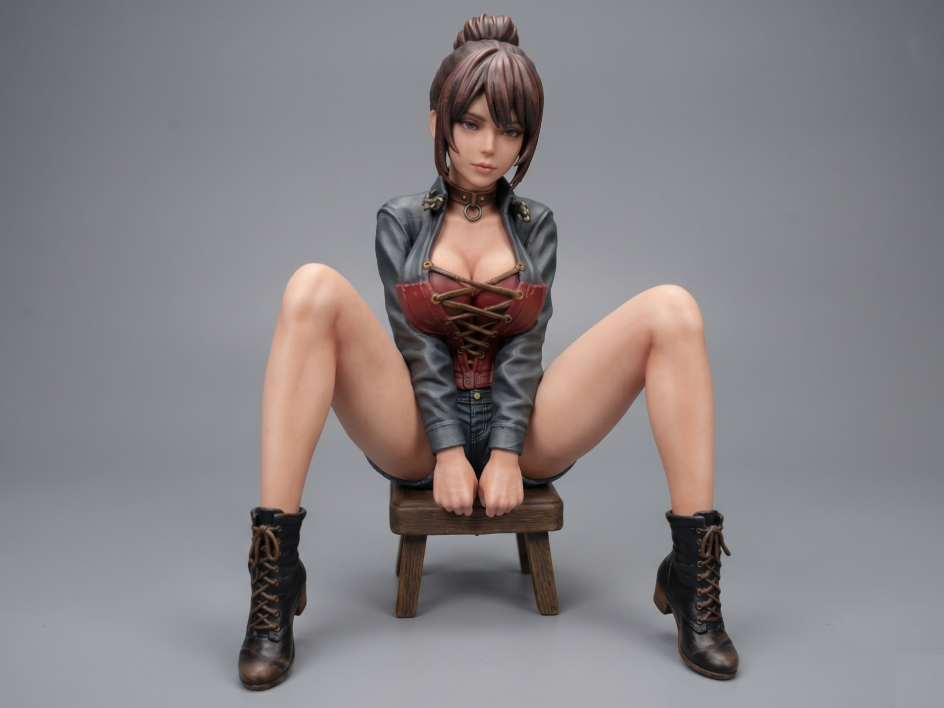 Girl on a Stool - Aesthetic Seated Statue (120mm)