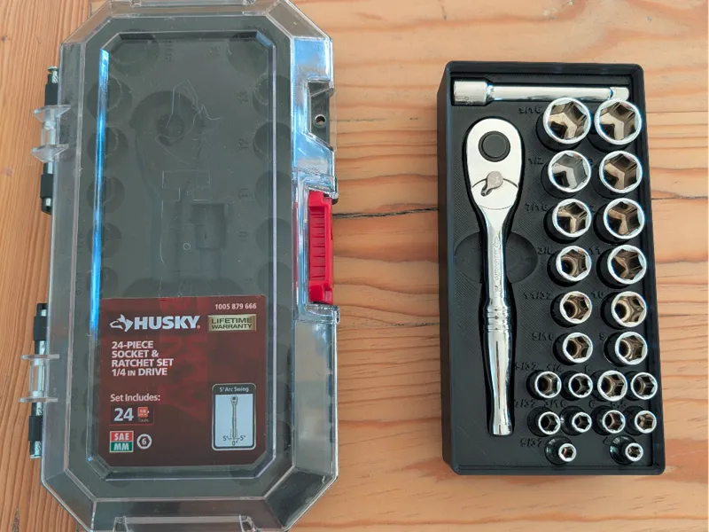 Husky 1/4in Socket & Ratchet Set - Gridfinity