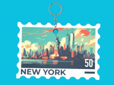 New York Stamp 50 Keychain 