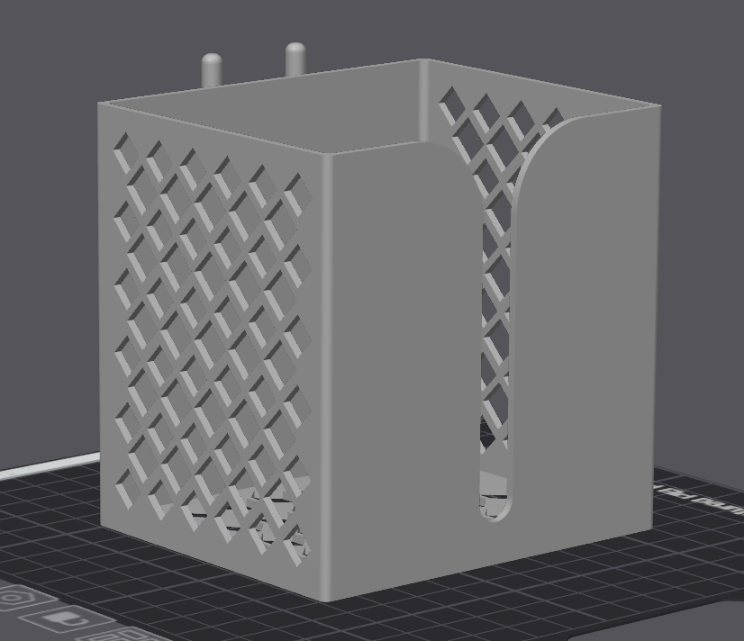 Miniatura 2 do modelo 3D 洞洞板镂空纸巾盒，适合25MM孔距，6MM孔径，类似于五金少女的洞洞板，镂空设计省料