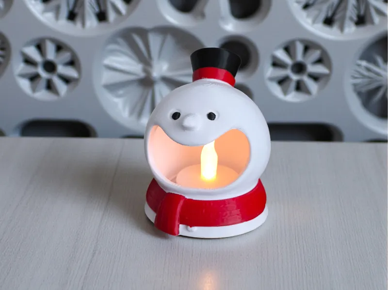 Smiling Snowman Lantern - LED Tea Light