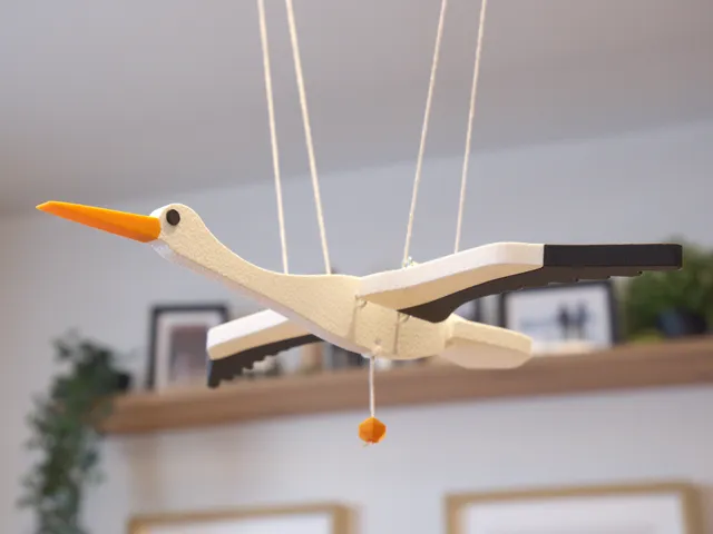 Flying Stork On Strings - Hanging Bird Decoration