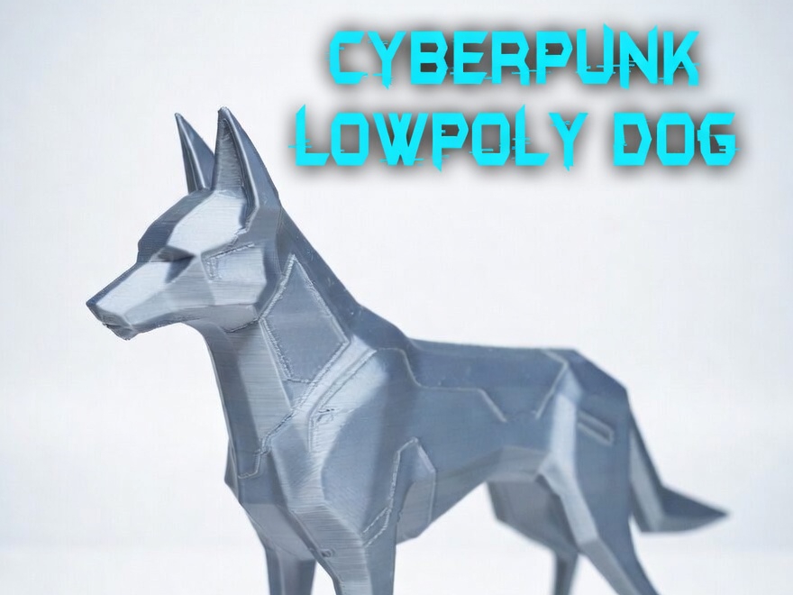 Cyberpunk Low Poly Dog-Futuristic Geometric Canine
