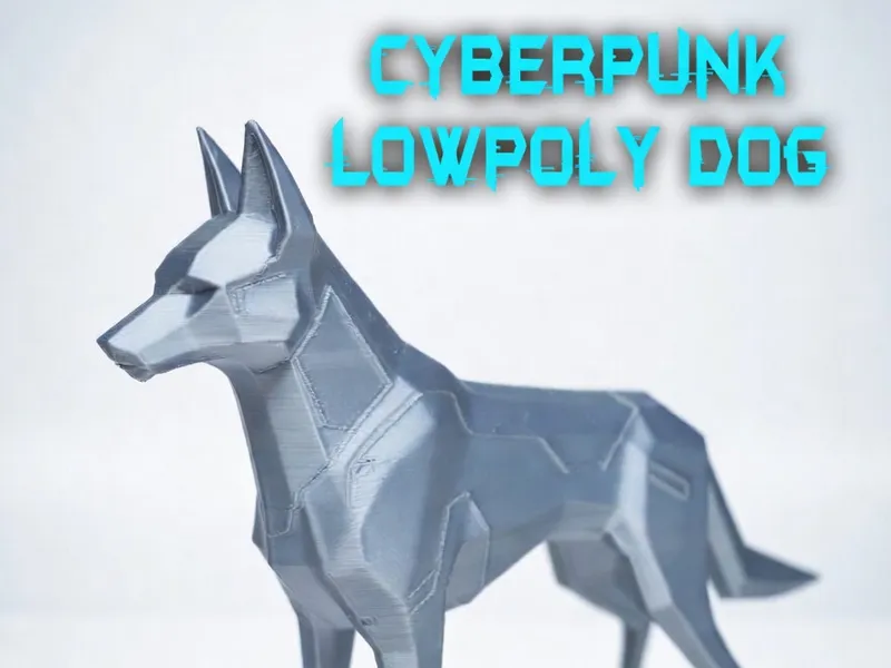Cyberpunk Low Poly Dog-Futuristic Geometric Canine