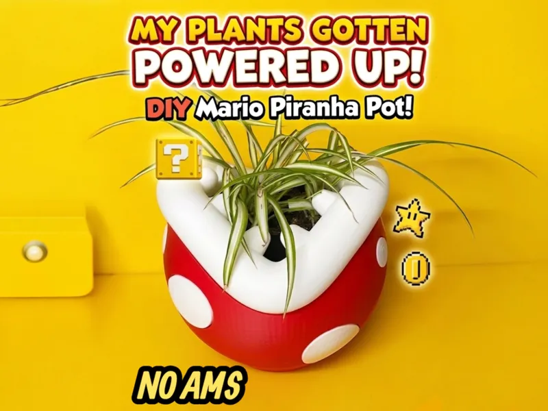 Piranha Plant Inspired Planter Retro Gaming Decor