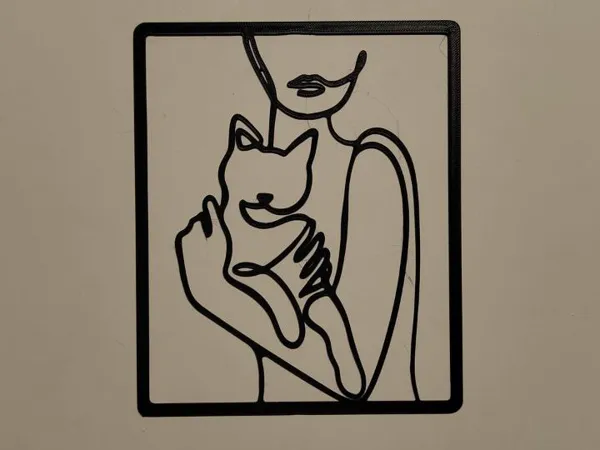 Tableau mural femme et chat