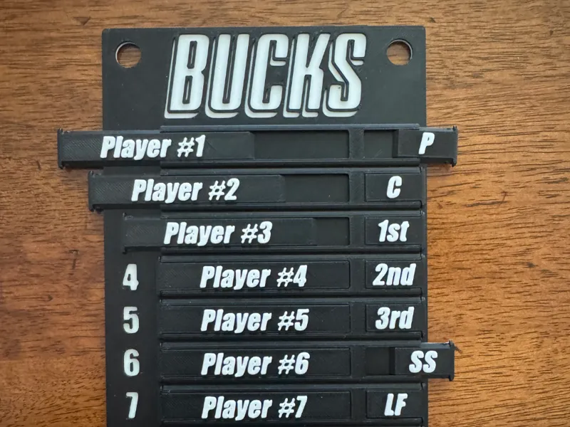 Baseball/Softball Lineup Board with Locking Names
