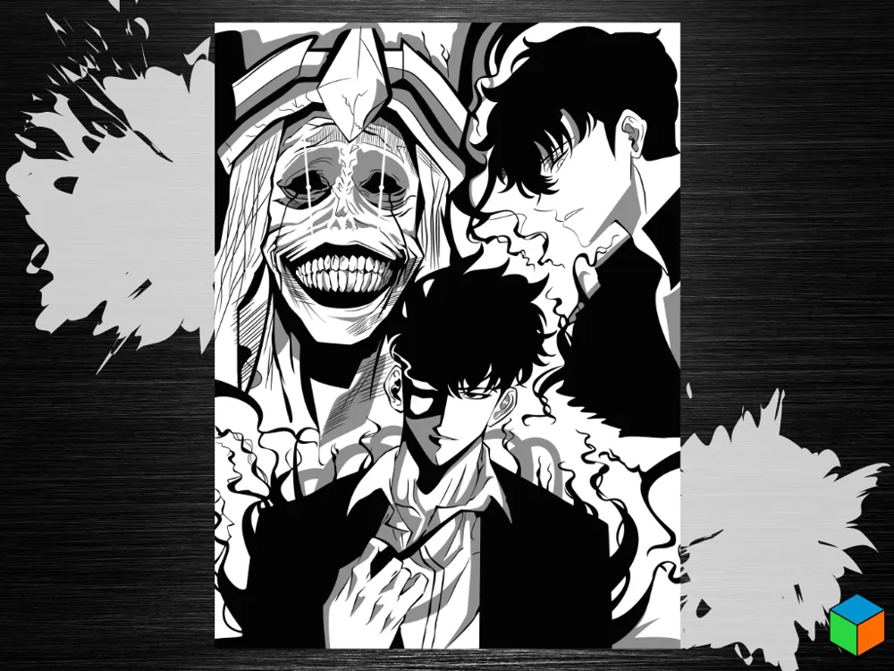 Solo Leveling Black & White Poster - Manga